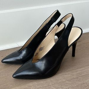Black Size 7 Nine West Pointed Toe Slingback Heels